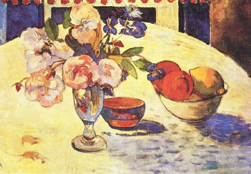  Flowers and a Bowl of Fruit on a Table  4